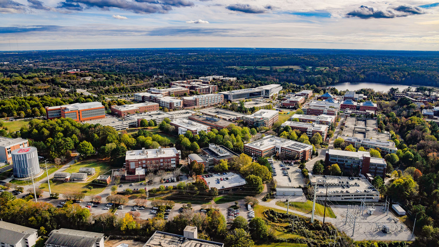 An aerial view of NC State's Centennial Campus.