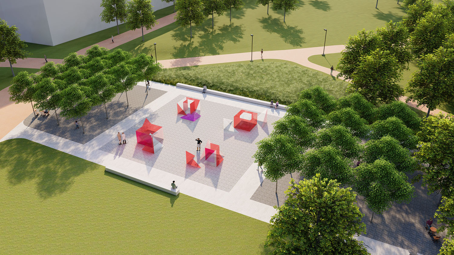 A conceptual rendering of the new art plaza coming to Centennial Campus.