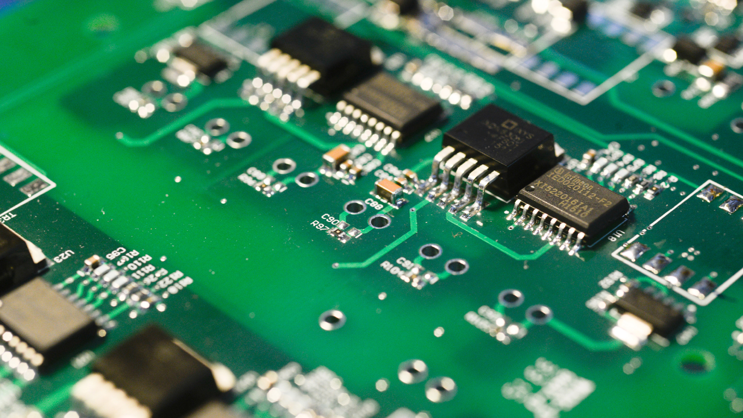 Close up image of a circuit board.