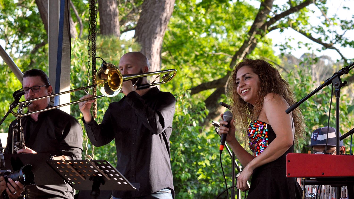 A band playing on Centennial Campus.